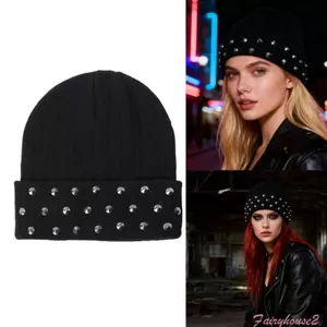 Mũ đan unisex thiết kế sành điệu với đinh tán