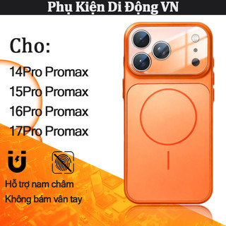 Ốp lưng iPhone từ tính nhám mờ kèm kính camera liền khối chống vân tay cho iPhone 14 15 16 17 Pro Max