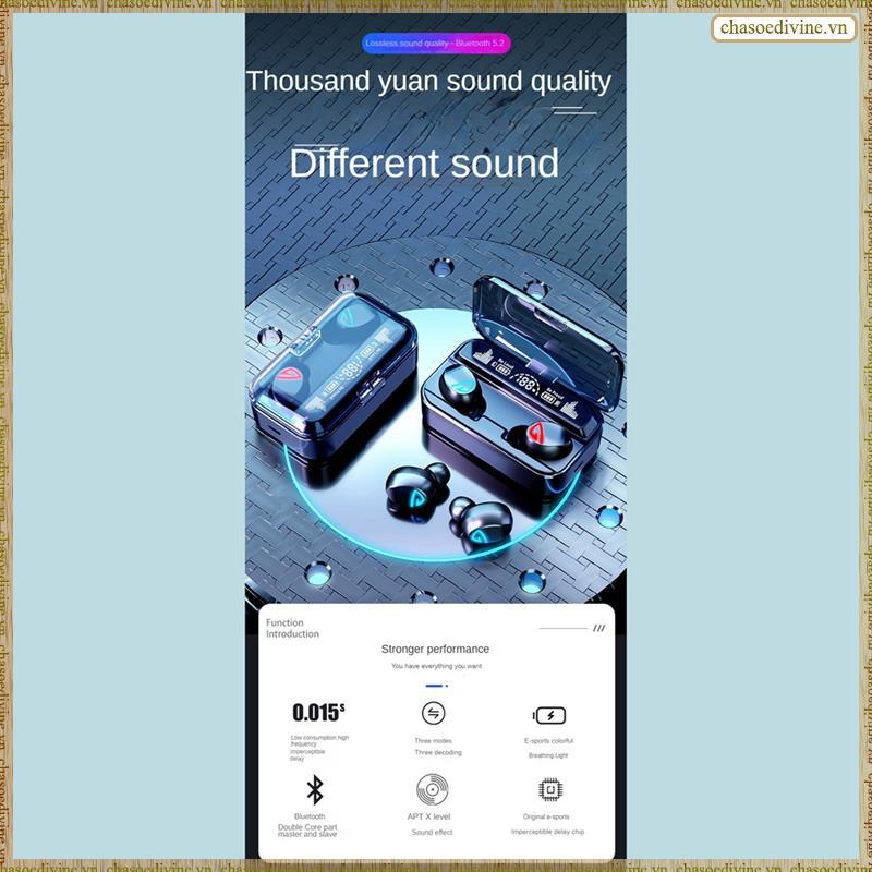[K O G X] Tai nghe Bluetooth S10Pro Bluetooth 5.2 Tai nghe cảm ứng âm thanh nổi song phương với hộp sạc màn hình kỹ thuật số 2200MA màu đen