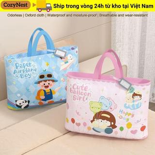 Túi đựng chăn bông mẫu giáo COZYNEST, Túi đựng đồ bà bầu nhẹ in hình hoạt hình, Vải có thể gập lại di động Túi đóng gói quần áo đa năng Sử dụng cho trẻ mẫu giáo