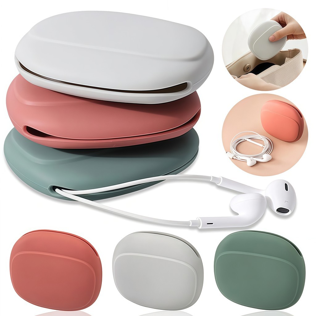 Túi Silicon đựng cáp sạc,tai nghe (C7) màu sắc trang nhã, silicone cao cấp tiện lợi - FE123