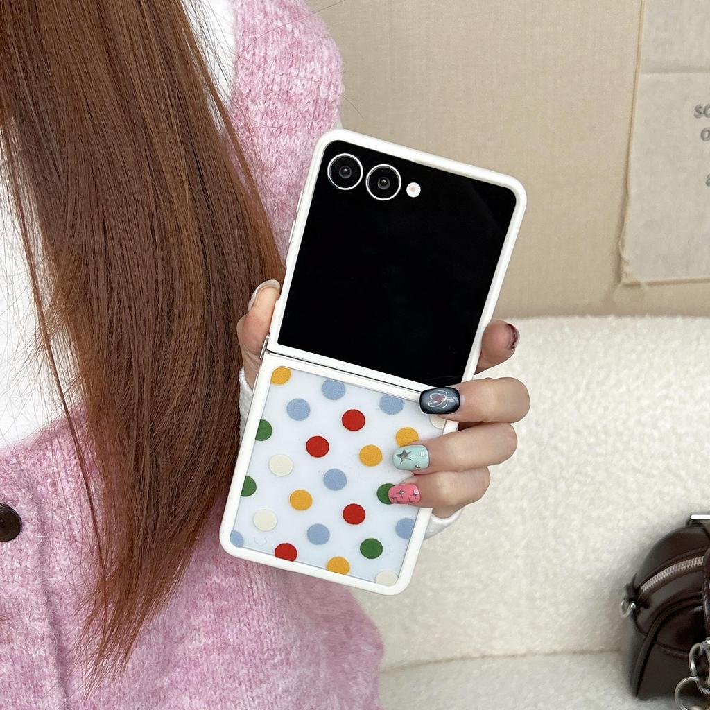 Ốp Điện Thoại Chấm Bi Cầu Vồng Thích Hợp Cho Samsung Galaxy ZFlip7 zflip6 Dây Gấp Vỏ Cứng Cho Z Flip 7 6 5 4 5G PuraX N3Flip MixFlip 2 Vỏ Bảo Vệ