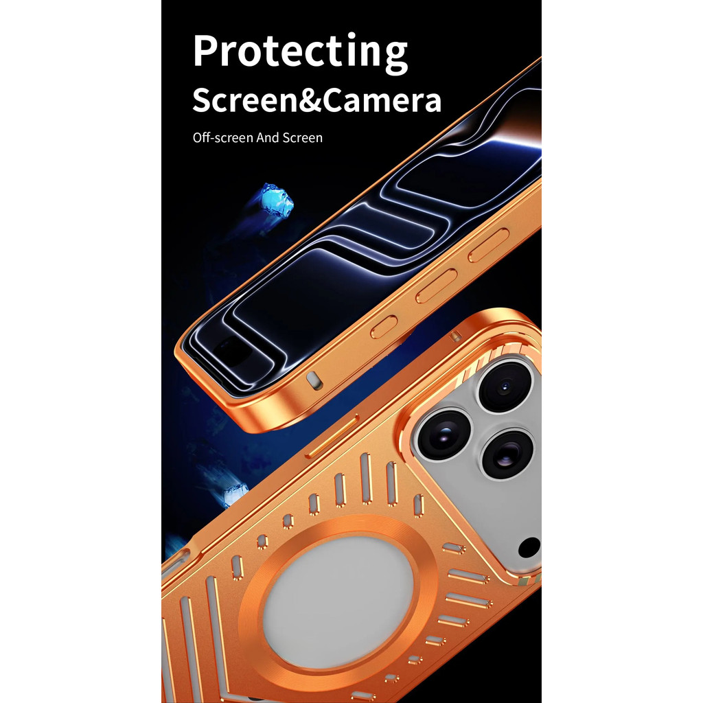 Ốp điện thoại từ tính tản nhiệt bằng kim loại sang trọng IPhone 17 / 13 / 12 / 14 / 15 / 16 Pro Max Vỏ chống sốc bằng hợp kim nhôm