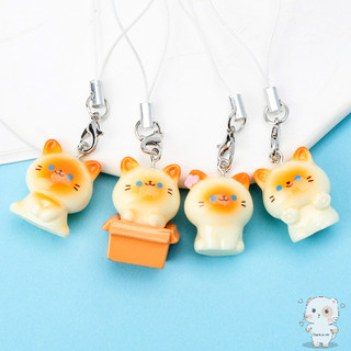 【Chamvn】Dây đeo điện thoại hình mèo Xiêm 3D màu cam dễ thương cặp đôi  móc khóa dành cho bạn thân mặt dây chuyền hoạt