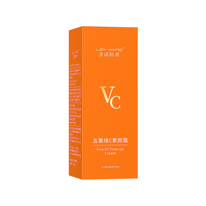 Luoyu Hangxi Năm Lần Vitamin C Trơn Kem Che Khuyết Điểm Cách Ly Tự Nhiên Không Giả Trắng Trang Điểm Primer Làm Sáng Da Tông Màu Trơn Kem Mặt 1.9