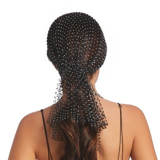 NECKLACEMASK Mũ Kim Cương Giả, Lưới Đàn Hồi Kim Cương Giả Đầu Khăn, Bóng Thanh Lịch Cosplay Rỗng Ra Nữ Bling Mũ Nữ