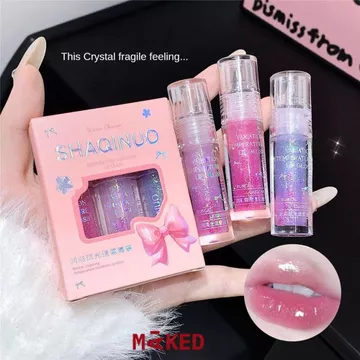 Không dễ chạm vào cốc Lip Gloss White. Làm Đẹp Trang Điểm Bảo Vệ Thạch Kết Cấu Mịn Flash Môi Mật Ong Ánh Sáng Nước Giữ Nhiệt Son Bóng Doodle Lip