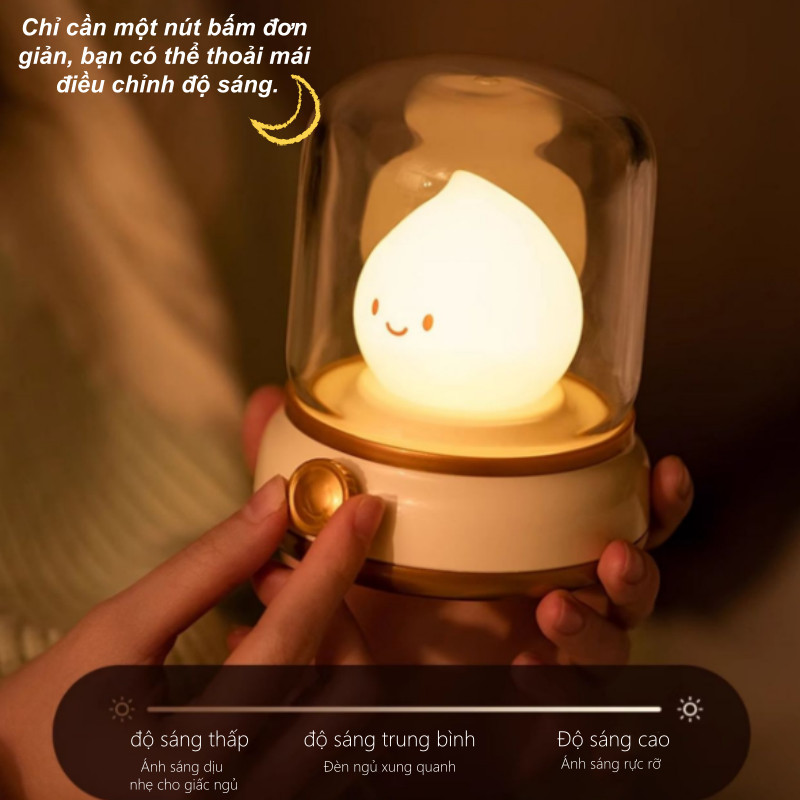 Đèn LED Cảm Xúc Hình Ngọn Lửa Calcifer - Đèn Ngủ LED Tạo Không Gian Ấm Cúng, Có Chế Độ Nến