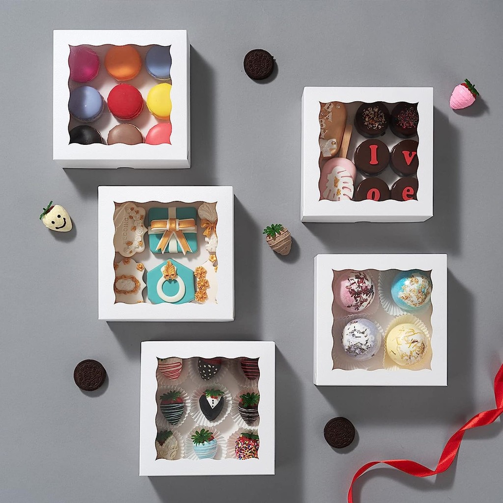 Mới 2 Chiếc Sinh Nhật Đám Cưới Tiệc Valentine Hộp Cửa Sổ Bánh Ngọt Quà Tặng Bao Bì Hộp Đựng