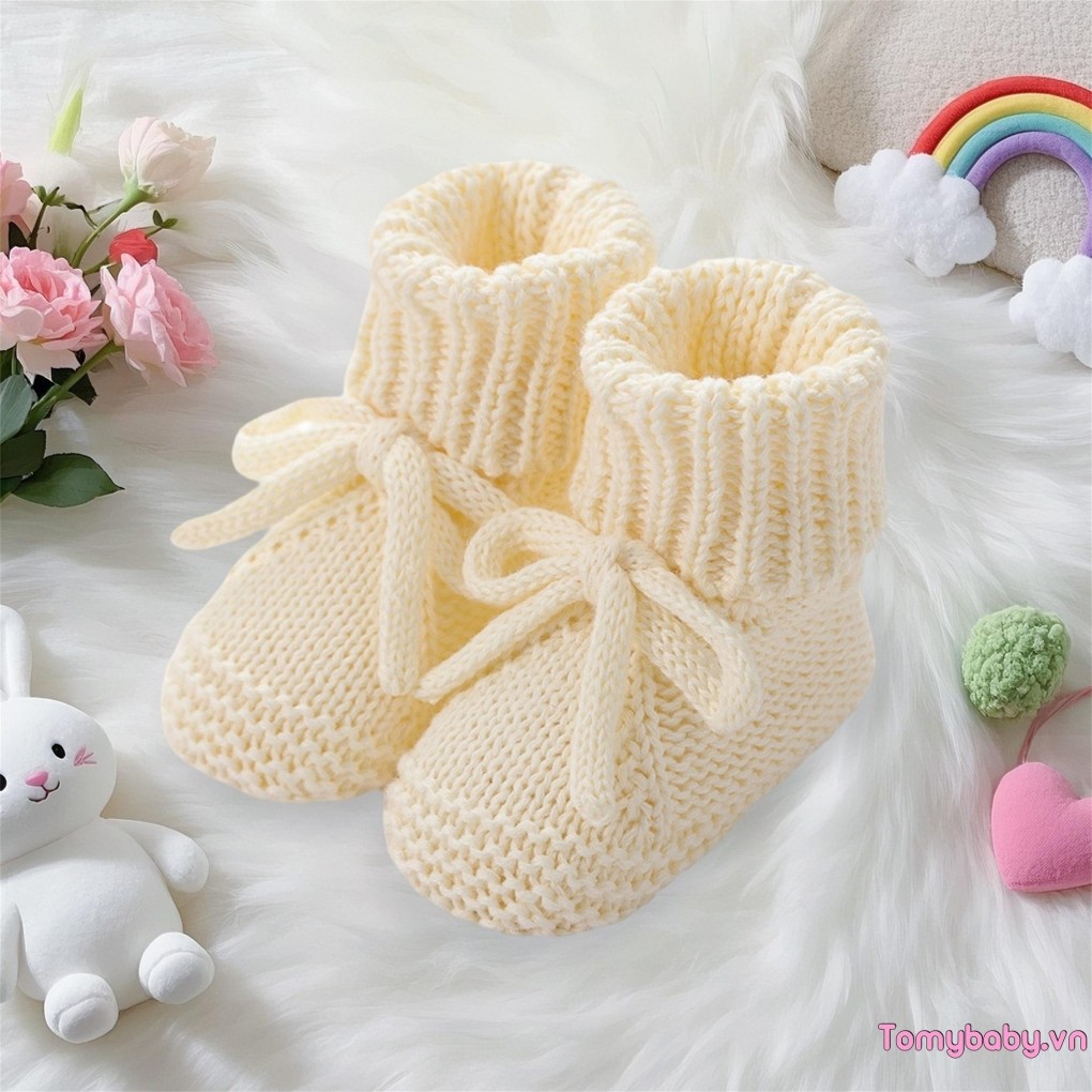 Bé Trai Bé Gái Giày Dệt Kim Đế Mềm Đầu Tiên Đi Bộ Thoải Mái Trong Nhà Booties