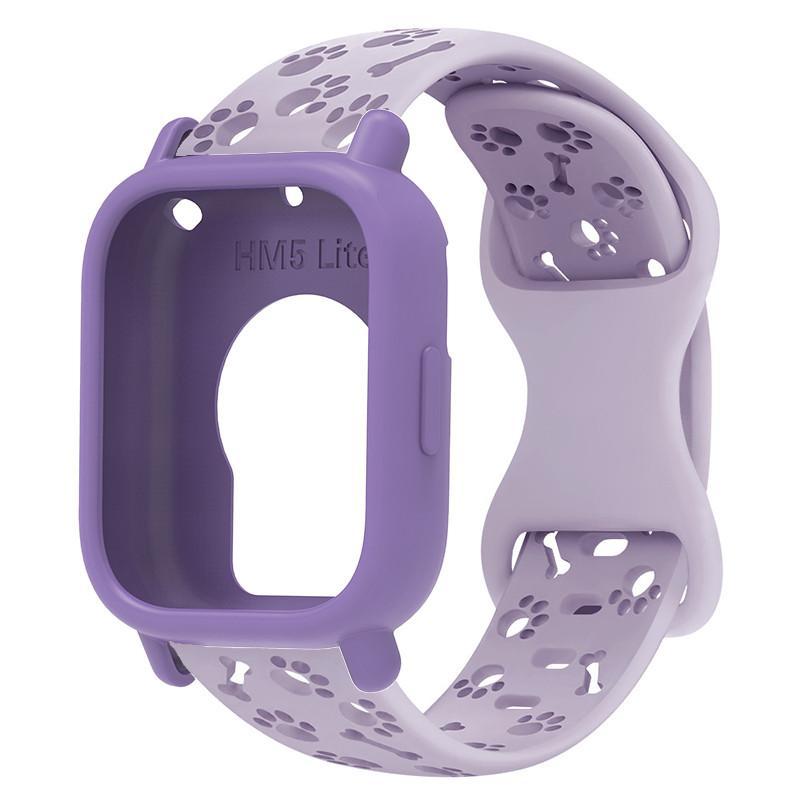 Dây đeo silicon + vỏ cho Redmi Watch 5Active / 5Lite chân chó dễ thương thoáng khí dây đeo thể thao mềm mại