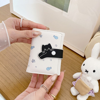 Ví nữ in hình mèo hoạt hình có thể gập lại đầy màu sắc Ví đựng nhiều thẻ dễ thương Ví đựng tiền mặt tiện lợi