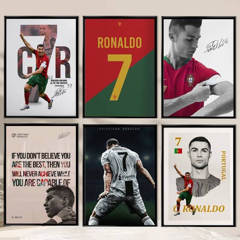 Tranh vải trang trí Cristiano Ronaldo, Poster bóng đá, Nghệ thuật hiện đại, Trang trí cho quán bar và phòng khách