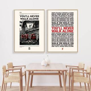 Bạn sẽ không bao giờ đi một mình Premier League Liverpool Câu lạc bộ bóng đá Poster Tranh vải trang trí