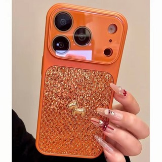 Ốp điện thoại cửa sổ lớn kim cương lấp lánh sang trọng cho iPhone 17 16 15 14 13 Pro Max chống sốc bảo vệ camera chống rơi bìa cứng