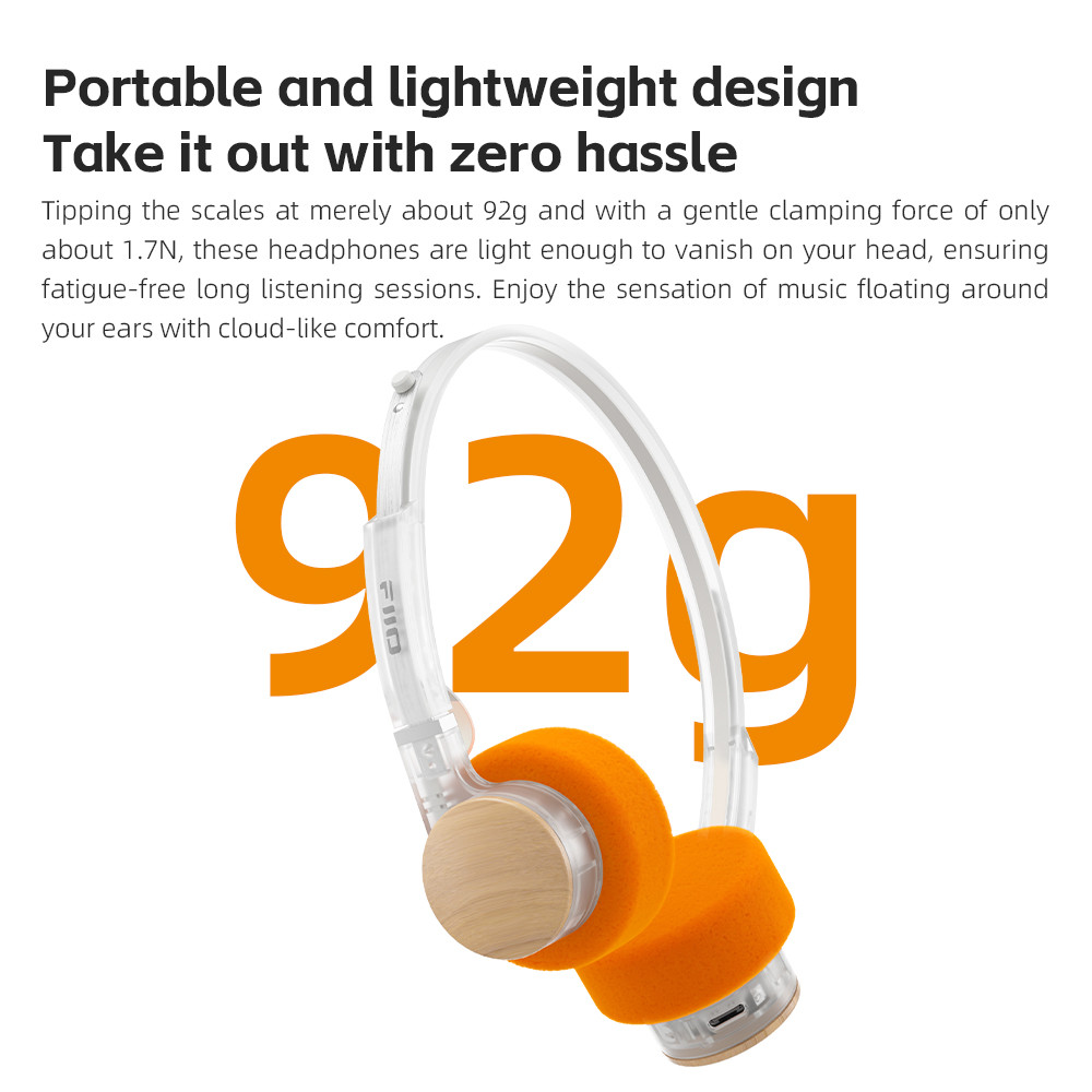 Tai nghe on-Ear FIIO EH11 với âm thanh LDAC Hi-Res Nhẹ Thiết kế cổ điển Thiết bị kép & Ứng dụng Tai nghe HiFi EQ