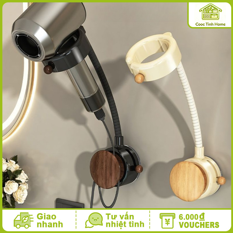 360° Cốc Hút Xoay Giá Đỡ Máy Sấy Tóc Có Dây Cuộn Dây Không Đục Lỗ Đa Năng - Giải Pháp Rảnh Tay Hoàn Hảo Cho Phòng Tắm