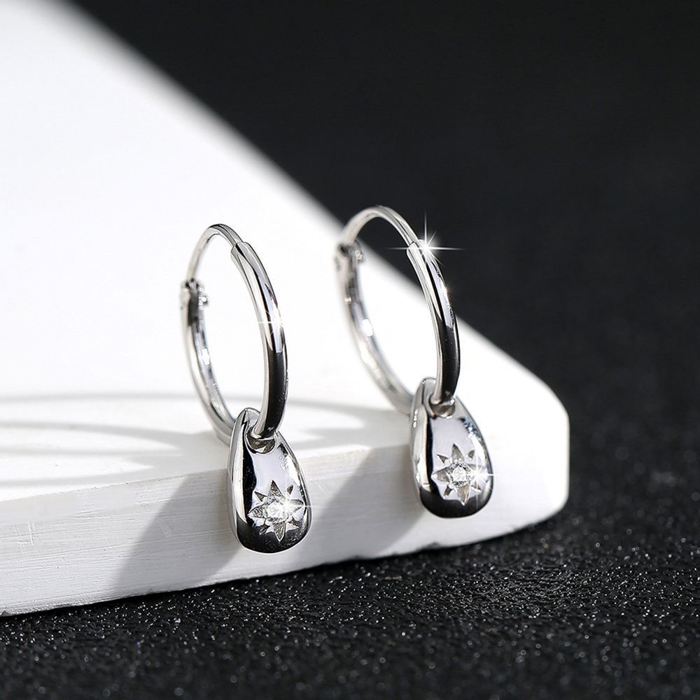 Bông tai mặt dây chuyền ngôi sao tám cánh kim cương bạc s925