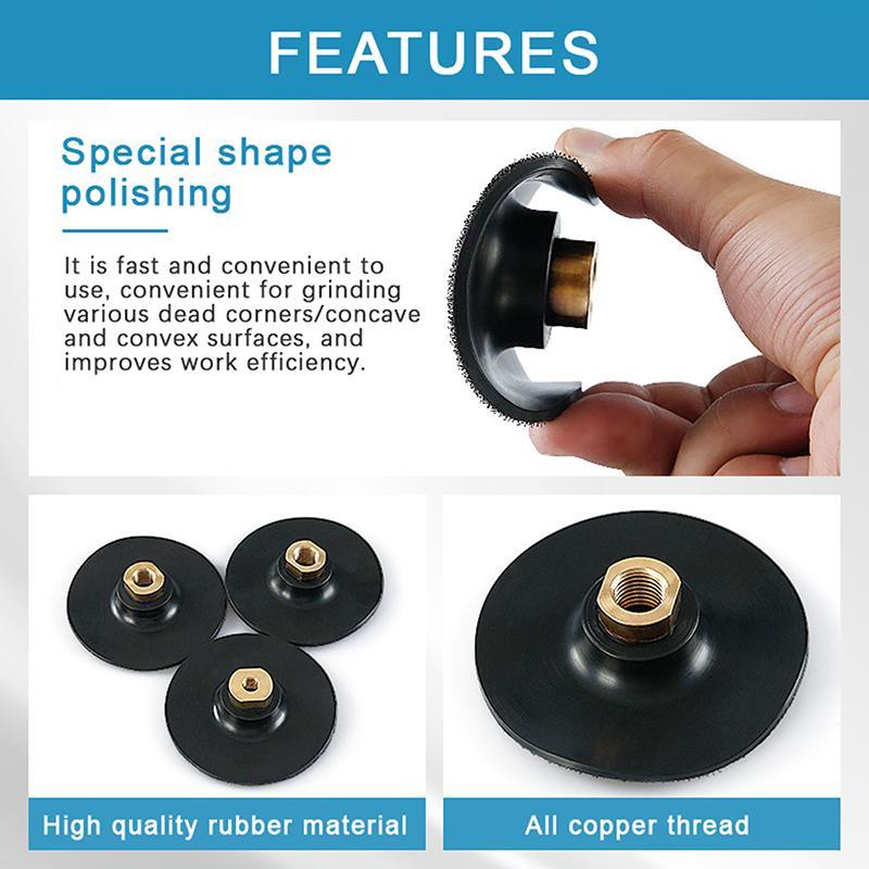 GOAY 3Inch 4Inch Cao Su Baing Pad M10 M14 M16 Sợi Đánh Bóng Đĩa Mài Baing Pad Cho Máy Xay Góc Đánh Bóng Đĩa Pad VN
