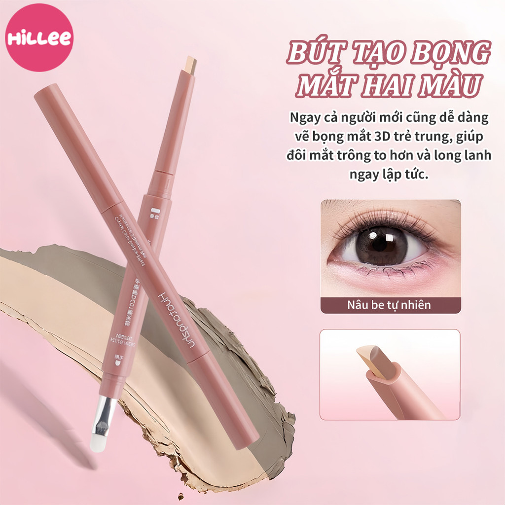 Bút Vẽ Bng Mắt 2 in 1, Bút Kẻ Bng Mắt 2 Màu + Cọ, Tạo Sáng Vùng Mắt, Lên Màu Tự Nhiên, Chống Nước, Không Trôi 0.25g