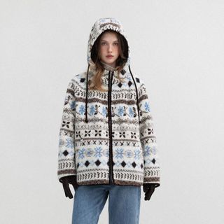 Glacier Snowman Phil Island Giả Cừu Len Dày Có Mũ Trùm Đầu Nữ Thu Đông Cotton Áo Khoác Đệm Phong Cách Mới Ấm Cotton Áo Khoác