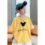 Mickey áo phong cách thường ngày rộng cổ rộng hình thun hợp mùa bé gái trai