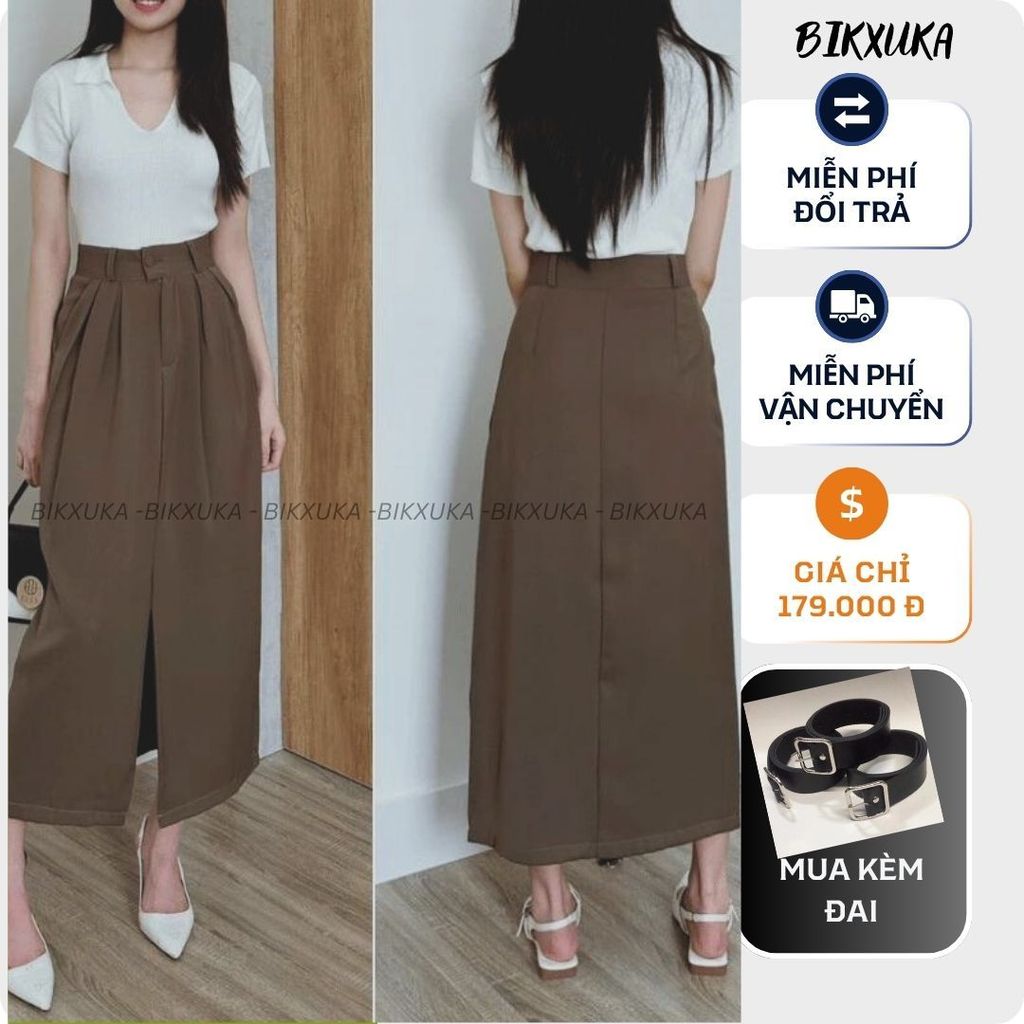Chân váy bút chì  dáng dài công sở xẻ tà cạp cao tôn dáng che bụng dễ mặc dễ phối đồ đi làm đi chơi CV07