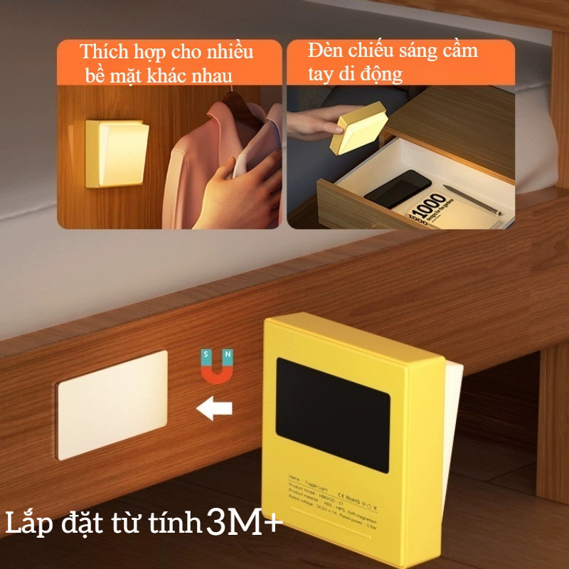 Đèn Công Tắc LV101 Đèn LED Ánh Sáng Vàng Nam Châm Hẹn Giờ Tắt USB Type C Đèn Ngủ Trang Trí Phòng Ngủ