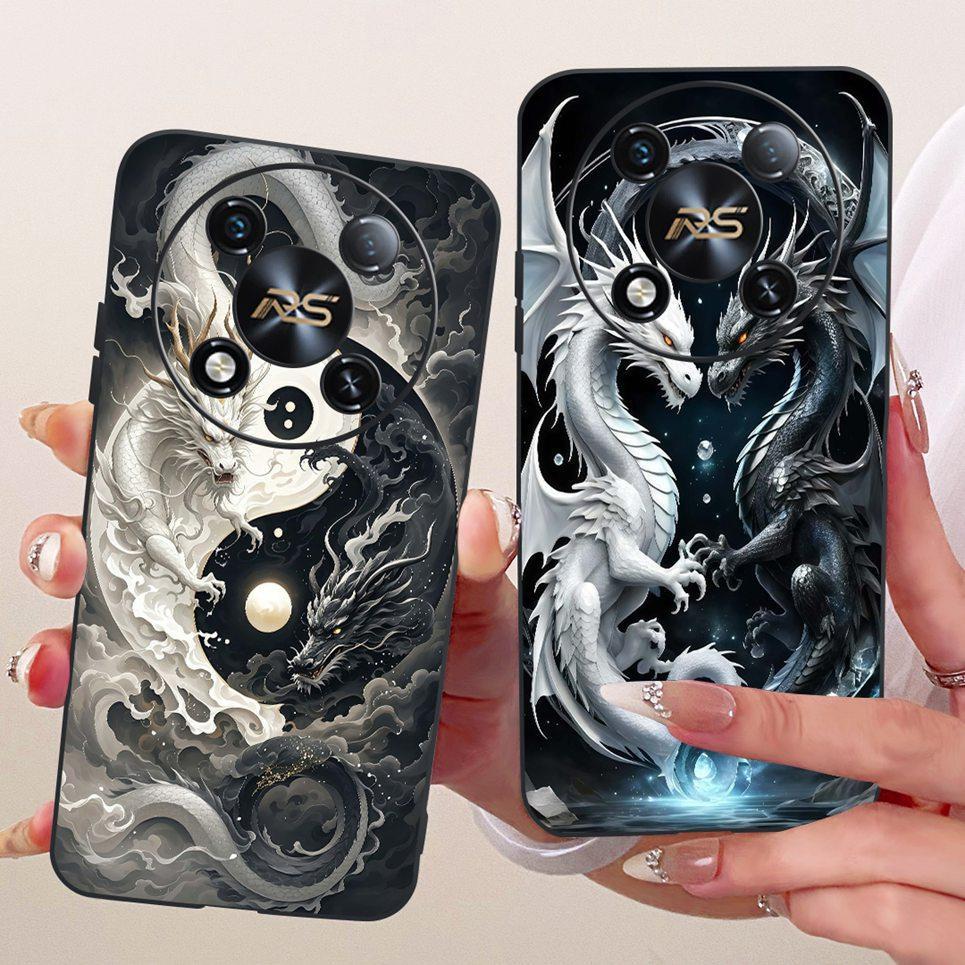 Cho Itel RS4 ITEL S666LN Ốp Điện Thoại Rồng Trung Quốc Mèo Dễ Thương Hoạt Hình Động Vật Họa Tiết Vỏ Mềm Mờ Silicon Ốp Lưng