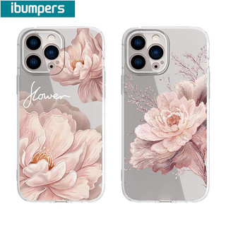 Ibumpers Ốp Điện Thoại Hoa Mẫu Đơn Màu Hồng Thanh Lịch Phong Cách Đôi Trong Suốt Mềm Cao Cấp Chống Sốc Cho iPhone 11 12 13 14 15 16 17 Pro Max IP 7 8 Plus Iphon X XS XR Xs max