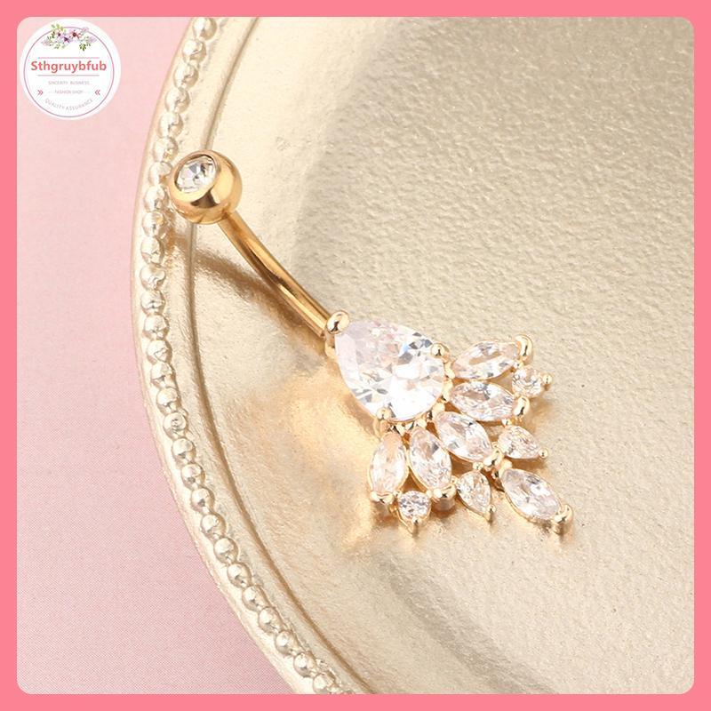 Nhẫn Rốn Zircon Steel Không Gỉ Cho Nữ - Phong Cách Punk Trend