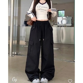 Quần Jogger Nữ Ống Rộng Túi Hộp Unisex Lưng Thun Co Giãn, Chất Tuyết Mưa Bền Đẹp Thời Trang