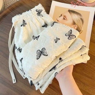Quần Ống Rộng – In Bướm Đính Đá, Lưng Thun Streetwear Unisex, 3 màu cá tính.
