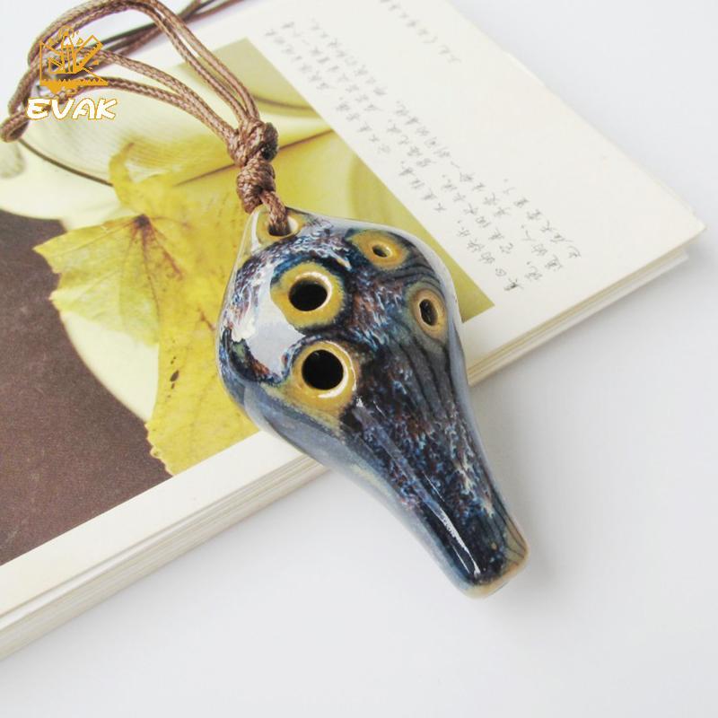 Alittlesetrtu Sáo Ocarina nhỏ 6 lỗ - Nhạc cụ dành cho người mới bắt đầu - Mặt dây chuyền gốm VN