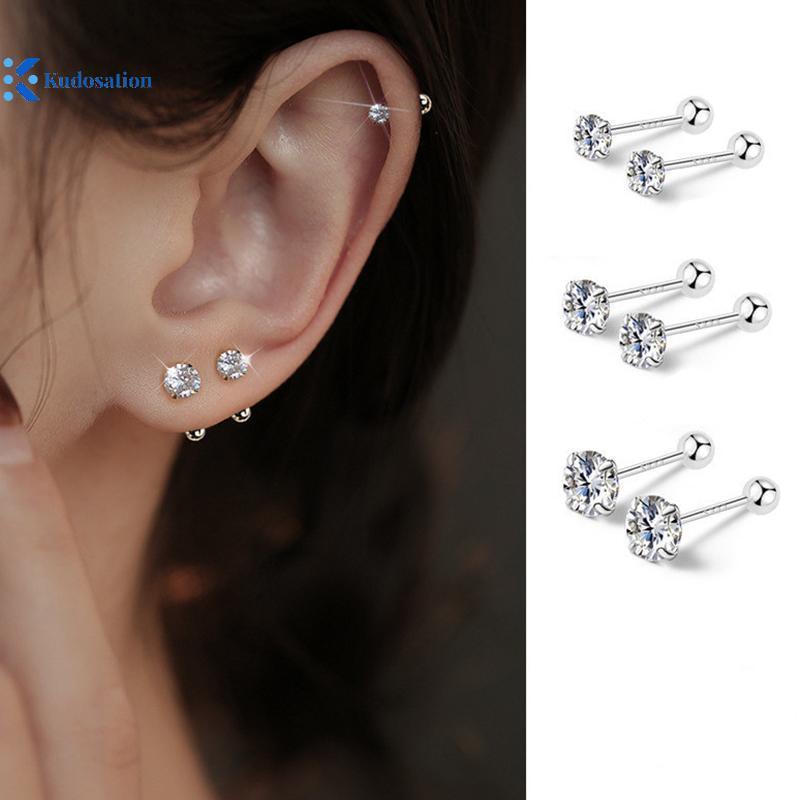 Kudosation - Bộ đôi bông tai pha lê zircon bóng, phụ kiện trang sức đẹp cho sụn tai