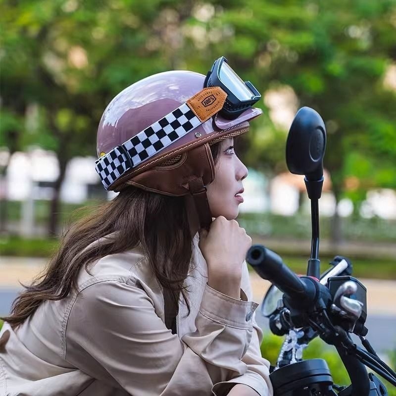 QMP Modo Huihe Mũ Bảo Hiểm Xe Máy Retro 3C Nửa Mũ Nhẹ Mùa Hè Thời Trang Nam Nữ Xe Tay Ga Điện Bốn Mùa