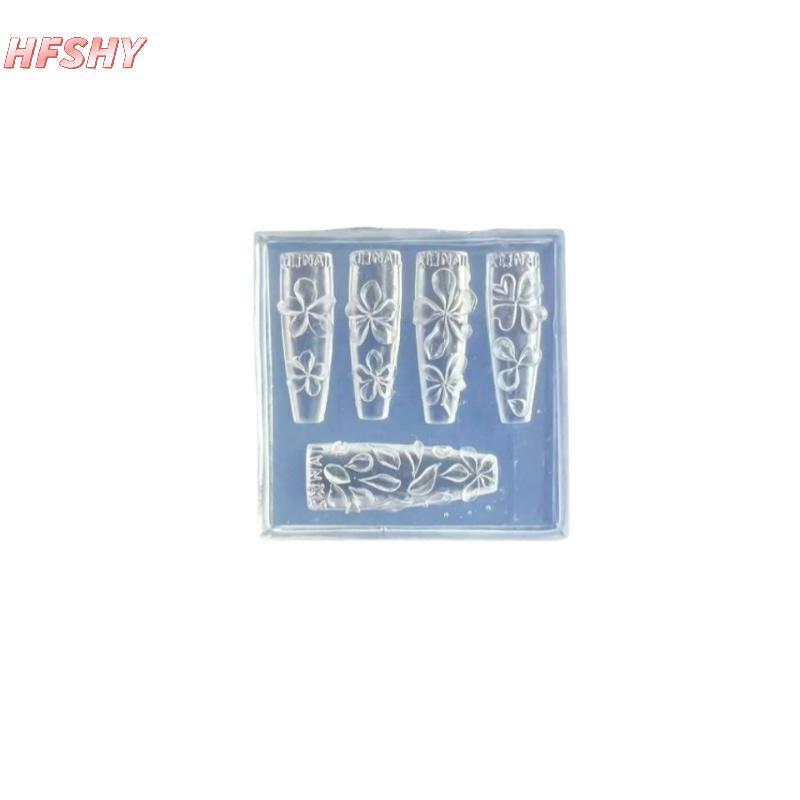 HFSHY 3D Silicone Hoa Móng Tay Nghệ Thuật Khắc Khuôn Acrylic Hibiscus Hoa Năm Cánh Hoa DIY Móng Tay Nghệ Thuật Trang Trí Trong Suốt Mẫu VN