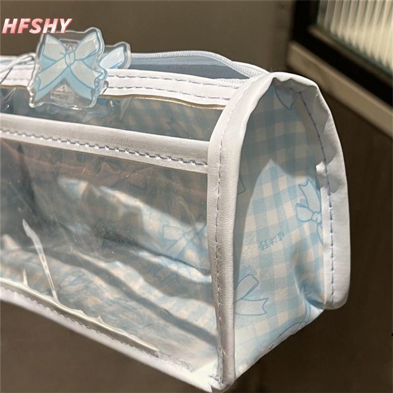 HFSHY Nơ Ngọt Dây Kéo Trong Suốt Hộp Đựng Bút Chì Học Sinh Văn Phòng Phẩm Túi Bảo Quản Dung Tích Lớn Túi Trang Điểm Hoạt Hình Dây Kéo Bút Túi VN