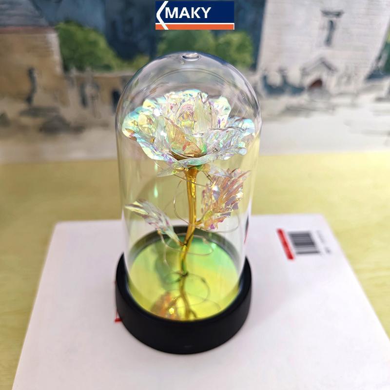 MAKY LED Ánh Sáng Lá Hoa Hồng Nhân Tạo Hoa Đèn Ngủ Ngày Lễ Tình Nhân Quà Tặng Cho Bạn Gái Hoa Hồng Vĩnh Cửu Đám Cưới Trang Trí Quà Tặng VN