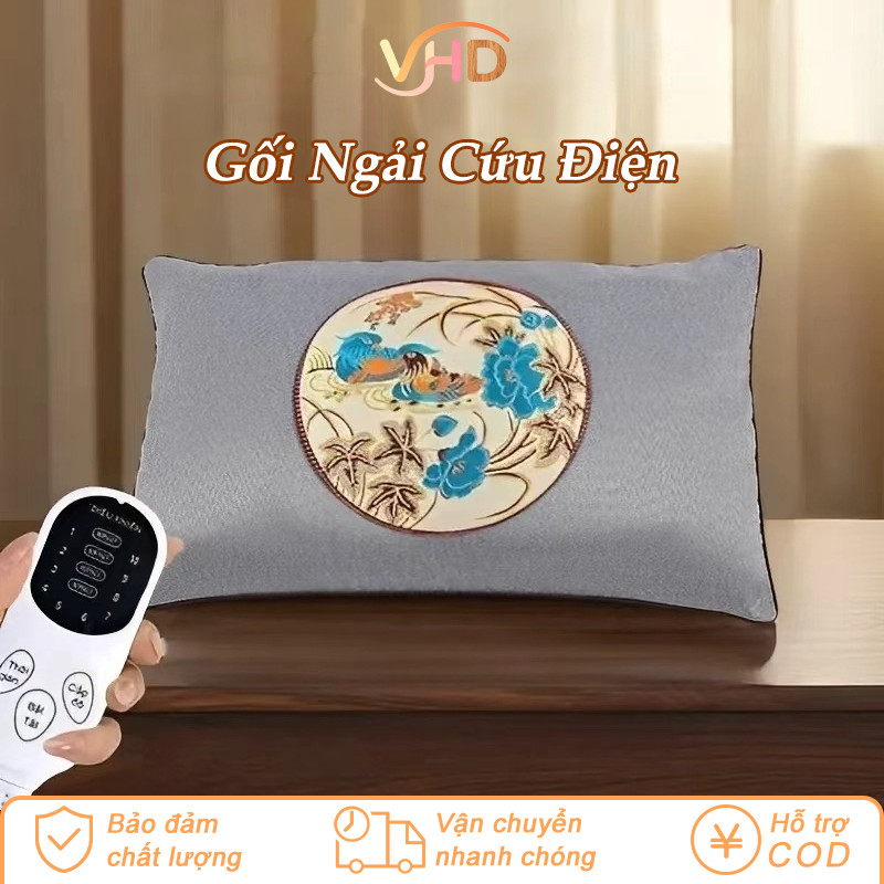 Gối Ngải Cứu Đông Y Cao Cấp Sưởi Điện - Hỗ Trợ Giảm Đau Mỏi Cổ Vai Gáy, Cải Thiện Tuần Hoàn Máu & Ngủ Ngon Hơn