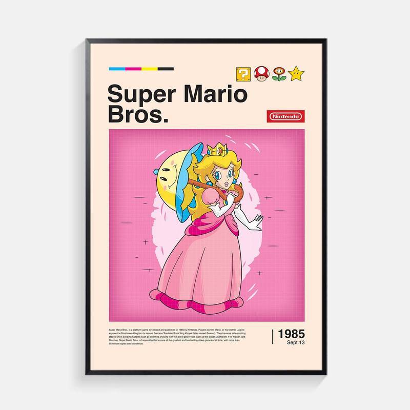Super Mario Retro Vintage Game Canvas Nghệ Thuật Treo Tường Không Khung Trang Trí Cho Phòng Khách Phòng Ngủ