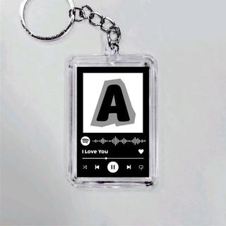 GANTUNGAN KUNCI INISIAL / GANCI SPOTIFY / KEYCHAIN CUSTOM HURUF Model 2 Hitam Dan Putih Akrilik - A hitam v2