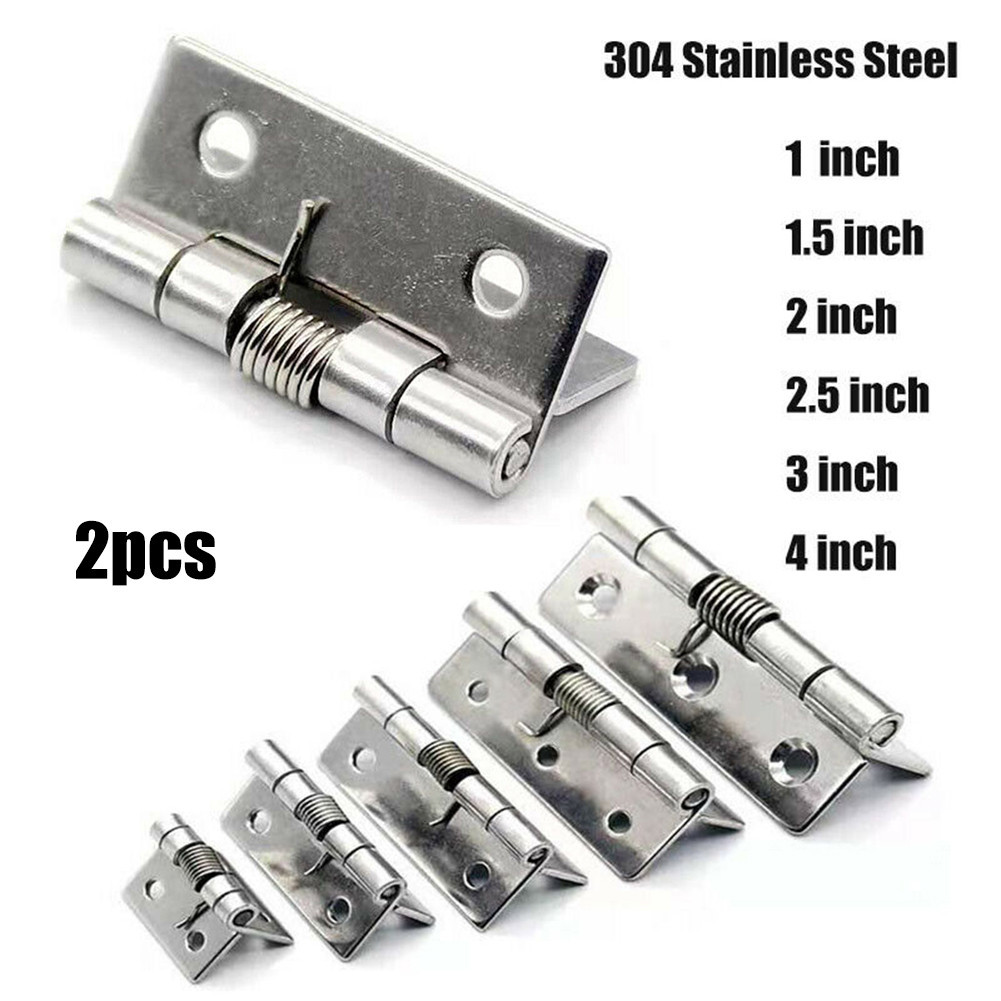 < HÀNG CÓ SẴN > 2 chiếc Phần cứng bản lề cửa lò xo bằng thép không gỉ tự đóng 1 / 1.5 / 2 / 2.5 / 3 / 4Inch❀