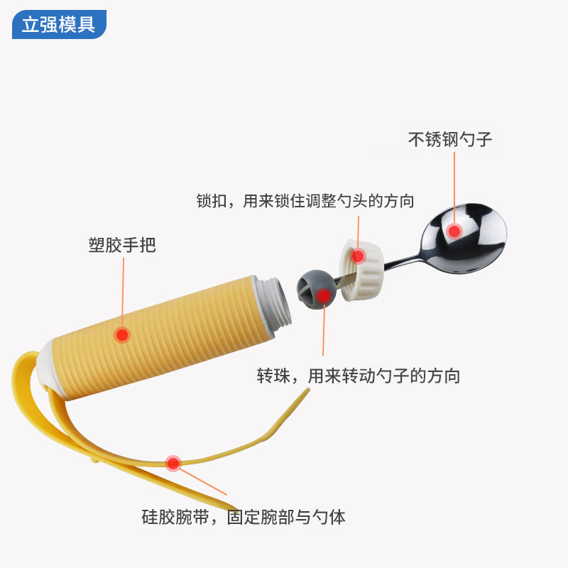Bộ đồ ăn hỗ trợ thực phẩm bốn mảnh Bộ đồ ăn hỗ trợ thực phẩm cho người khuyết tật Bộ đồ ăn Muỗng nĩa Tùy chỉnh OEM Hỗ trợ thực phẩm Bộ đồ ăn cho người cao tuổi Tùy chỉnh GWJA