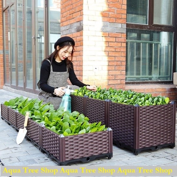 Chậu nhựa lắp ghép thành luống 200x40cm cao 40cm trồng rau, trồng cây sạch, chậu nhựa ghép CG512