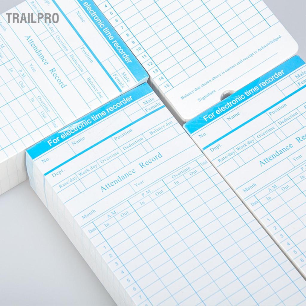 TrailPro 90 cái/gói Thẻ chấm công Thẻ chấm công 2 mặt hàng tháng 18 x 8,4cm dành cho máy ghi đồng hồ chấm công của nhân viên