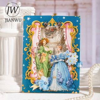 JIANWU Rococo Tiệc Series Nhân Vật Vintage Phong Cảnh Chất Liệu Cắt Dán PET Sáng Tạo DIY Tạp Chí Văn Phòng Phẩm