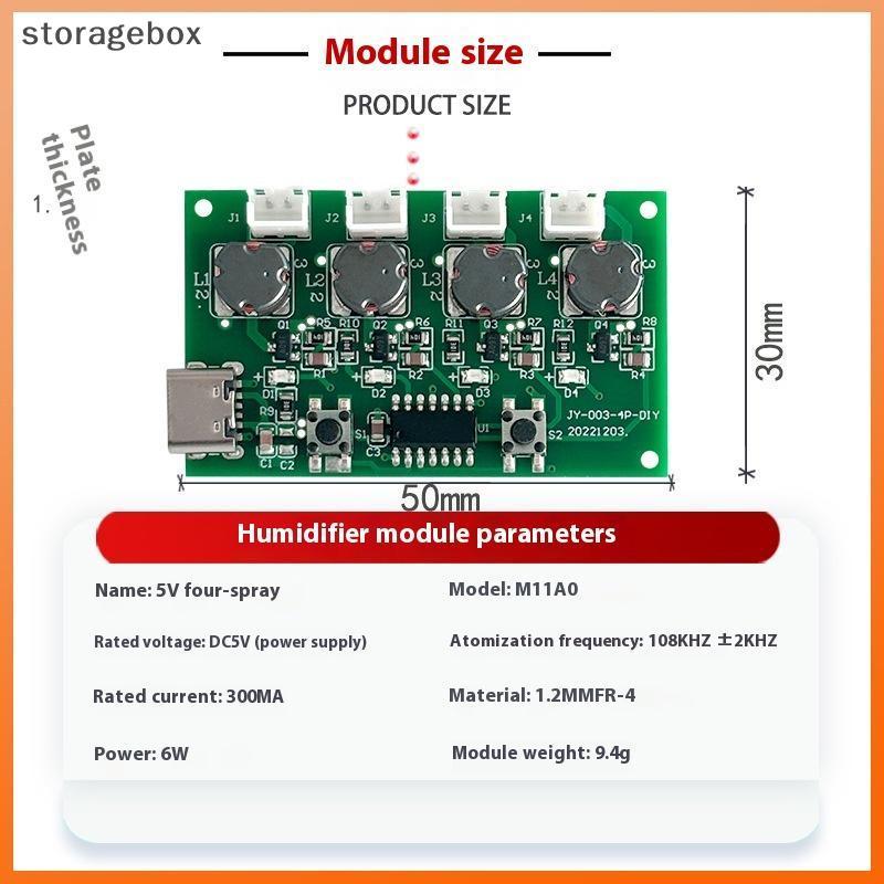 [Hộp lưu trữ] Máy tạo độ ẩm Mini USB Type-C Bộ dụng cụ tự làm Máy tạo sương mù và bảng mạch điều khiển Tấm phun sương có chân đế đẹp