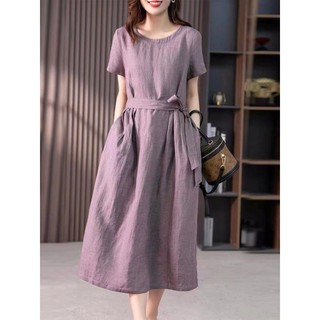 Đầm Midi Dáng Suông Thắt Eo – Váy Nữ Thanh Lịch Thời Trang Hàn Quốc