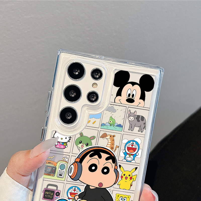 Ốp lưng trượt băng Crayon Shin-chan cứng trong suốt cho Samsung S26 S25 Ultra S24 Ultra S25FE A56 S24FE S23 Ultra S22 A17 A16 A15 A72 A53 A55 A26 / Vỏ Samsung chống sốc